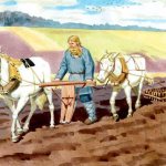 peasant plows the land